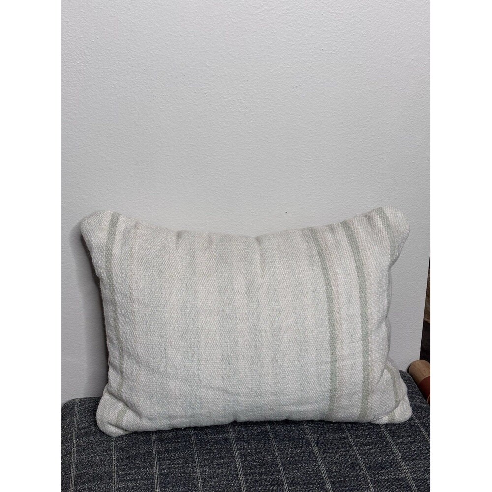 Pottery Barn X Airstream Stripe Woven Lumbar Wool Pillow 20x13 Farmhouse